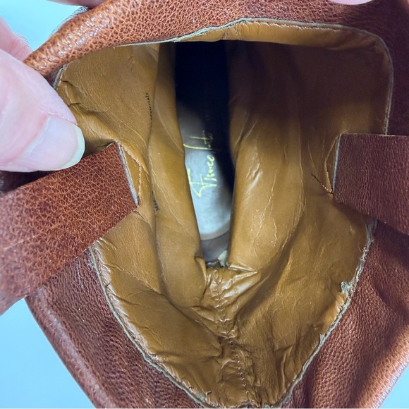 Franco Sarto Fold Over Almond Toe Brown Leather Cowgirl Ankle Boot 8M - Picture 9 of 11